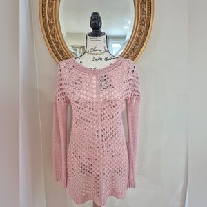 Rue21 Light Pink Crochet Sweater Size Large.